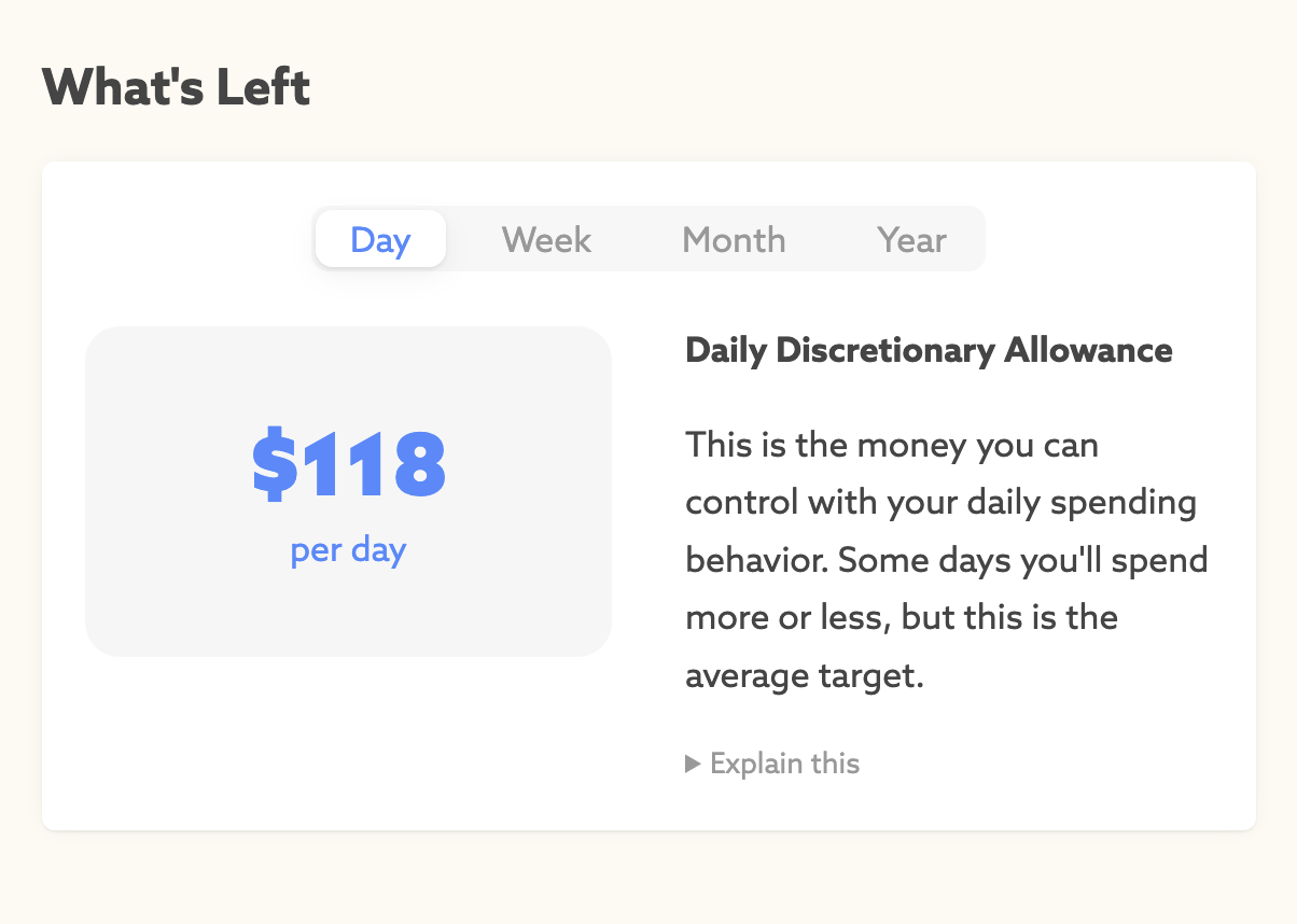 A screenshot showing the discretionary allowance.